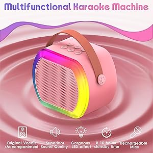 Mini Karaoke Machine with 2 Wireless Microphones,2025 TOP Kids Portable Karaoke Machine for 3, 4, 5, 6, 7, 8, 9,10,11,12+Year Old, Best Birthday Christmas Toy Gift