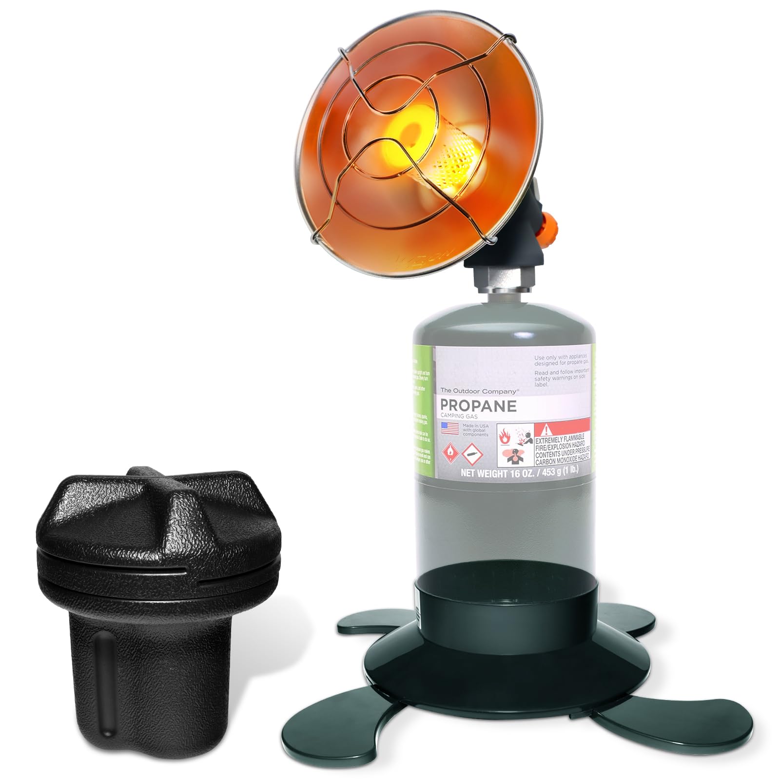 Portable Propane Heater Outdoor Camping Heater, 8500 BTU, Piezo Ignition, for Patio Tent Picnic Ice Fishing, With Cylinder Base Holder & Storage Case