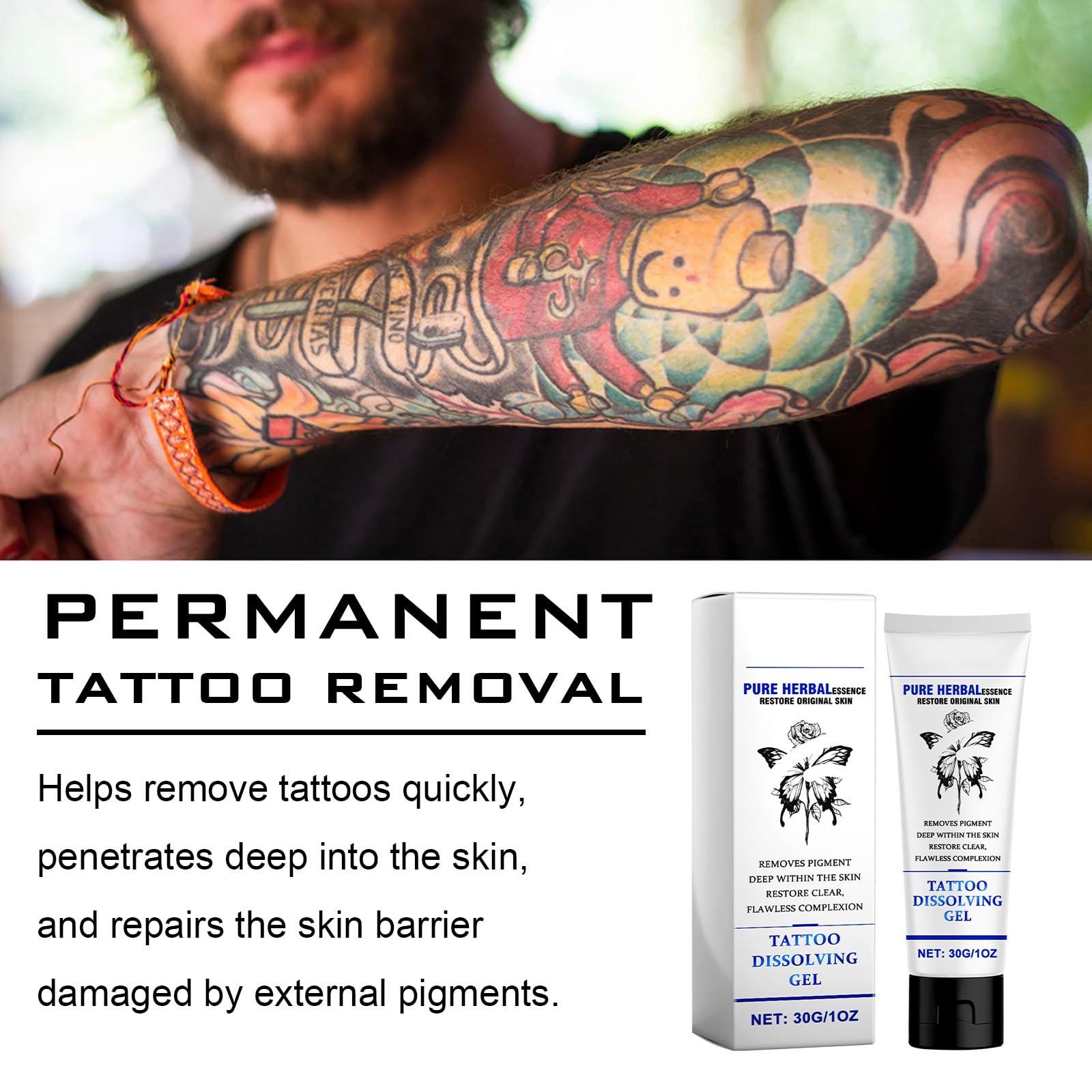(02, F) Crema para Eliminar Tatuajes Naturalmente, Extracto de Planta, Rápida y Sin Dolor