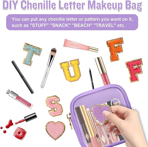 Miniatura 6 de izuzta Mini bolso de maquillaje de nylon pequeño bolso lindo Preppy cosmético cremallera bolsa, Púrpura