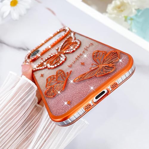 Vista 417 de Fiyart - Funda transparente magnética con purpurina para iPhone 12 para mujeres, con grabado "Love" metálico, protección para cámara y antigolpes