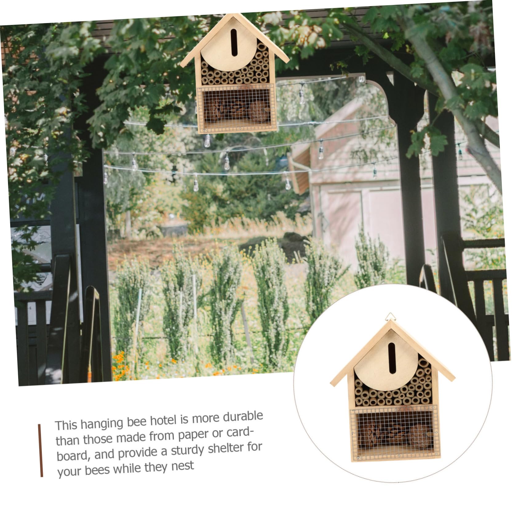 Casetta per Api in Legno Appeso per Giardino Design Decorativo per Insetti Solitari
