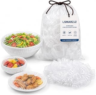 Disposable Stretch Food Covers for Bowls & Plates, 100-300 Pack，100 | Elastic Transparent Seal Keeps Meals Fresh and Dust-Free During Kitchen Storage Picnics Bread Proofing Outdoor Use