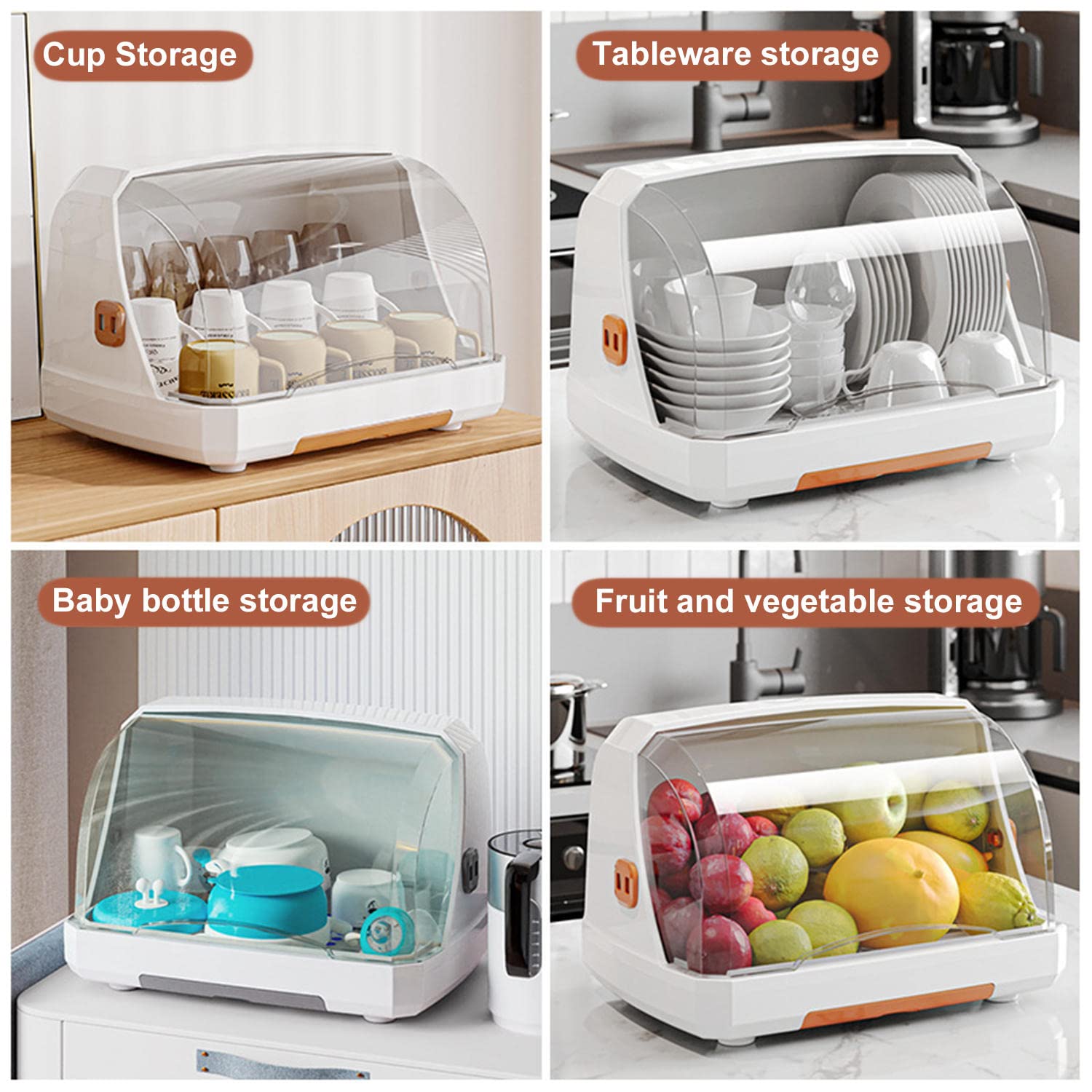 Support Séchage Biberons Avec Couvercle Anti-Poussière - 6 Racks Amovibles, Plateau Drainage, Pour Cuisine Et Chambre Bébé