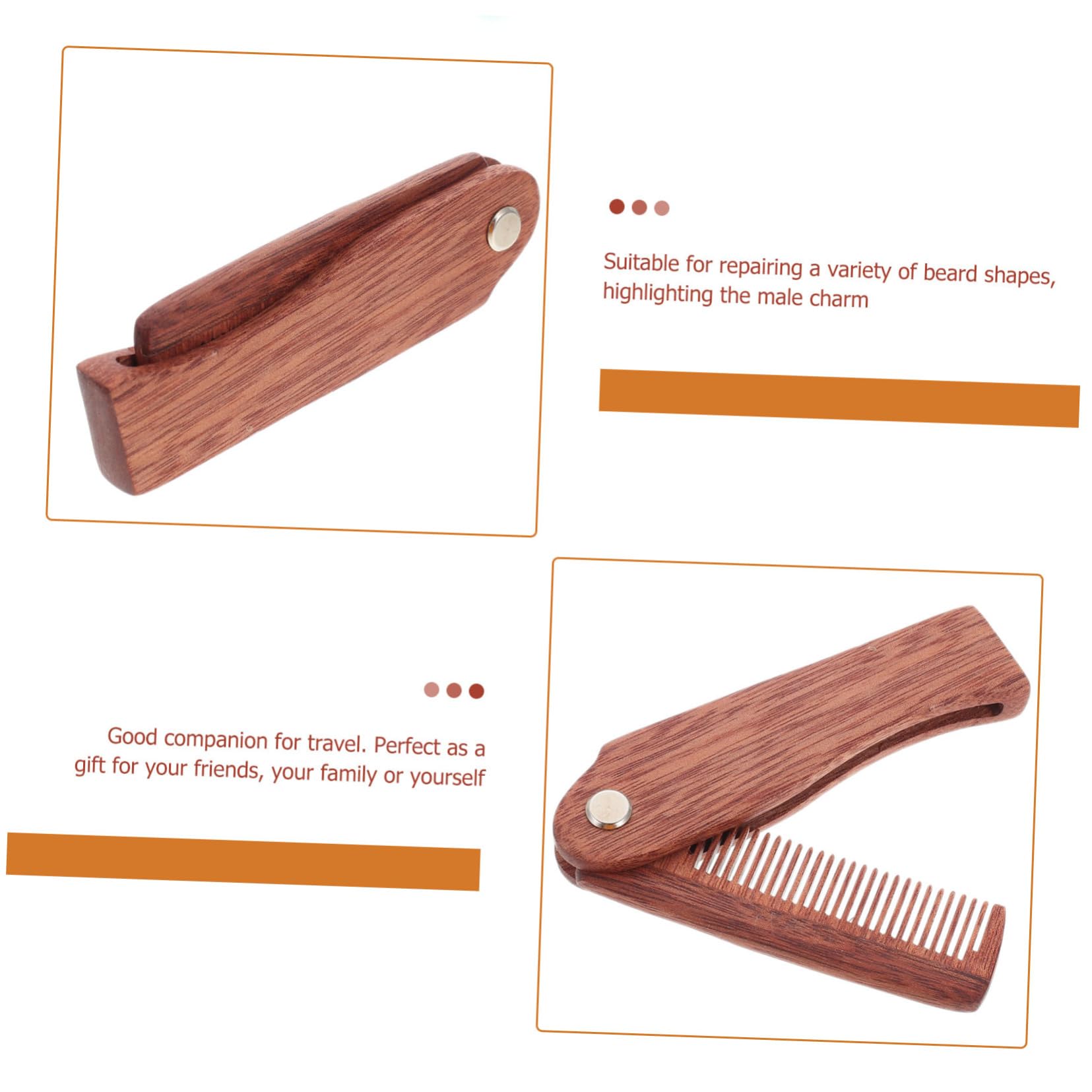 FOMIYES 3 Pezzi Di Spazzola Per Barba Pettine Tascabile Pieghevole Pettine Portatile Piccolo Per in Legno Per Uomo