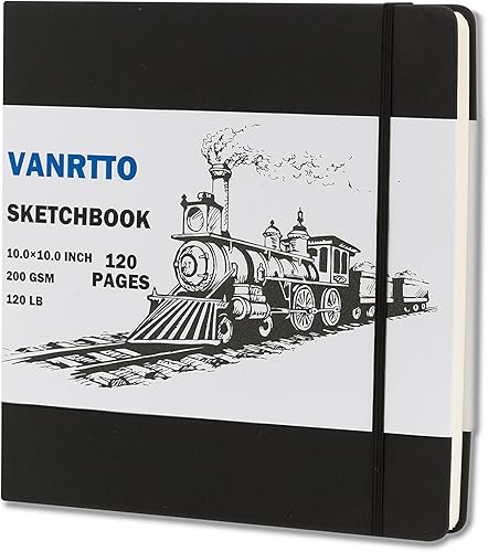 Cuaderno de bocetos de tapa dura, cuaderno de bocetos cuadrado con papel de dibujo grueso de 120 libras200 GSM, 120 páginas60 hojas para adultos,