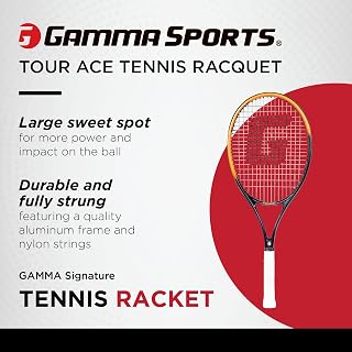 Gamma Tour Ace 27 Inch Pre-Strung Tennis Racquet - Lightweight Adult Racket Large Sweet Spot Power Control Recreational Play