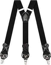 Men's Suspenders with Clip and Button, Includes 6 Buttons, Width 3.5 cm Y Shape for Heights up to 200 cm, Stainless Steel, Extra Large Elasticity Adjustment Range