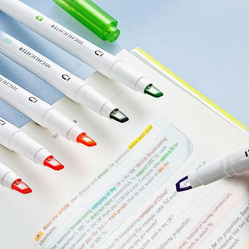 Miniatura 9 de M&G 6 resaltadores de doble punta, color arcoíris que no se destiñe, resaltadores rápidos de punta de cincel, perfectos para la escuela, oficina,