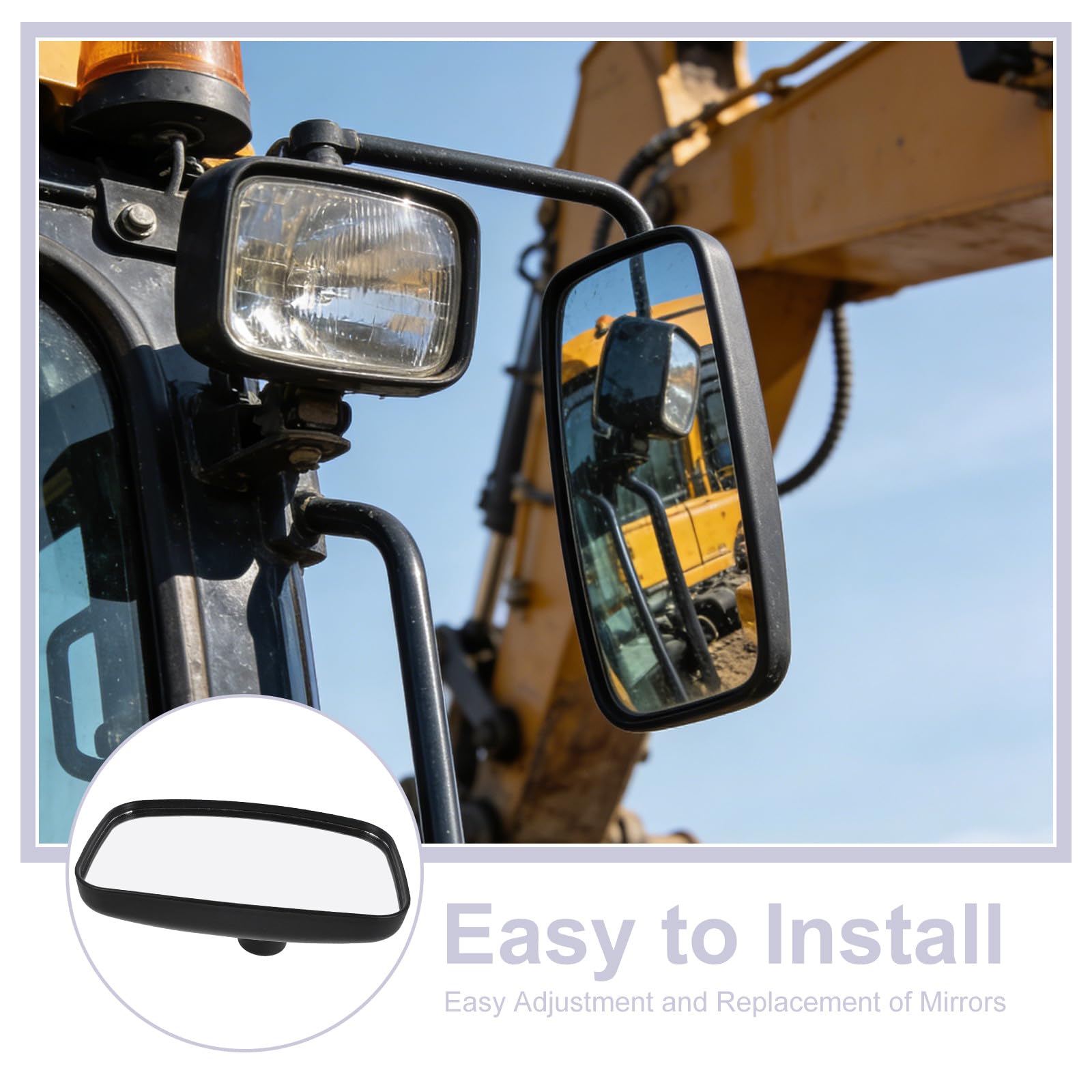 Espejo Retrovisor Interior para Excavadora y Tractor, Resistente al Desgaste Ángulo de Visión Amplio, Material Plástico y Vidrio, Seguridad en Reversa en Zonas de Construcción