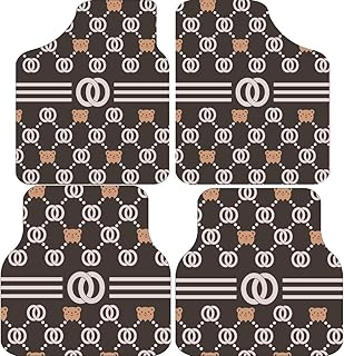 Designer Car Floor Mats, Universal Fit, Set of 4, Brown with Bear Pattern, Odour-Resistant from MT Best Buy