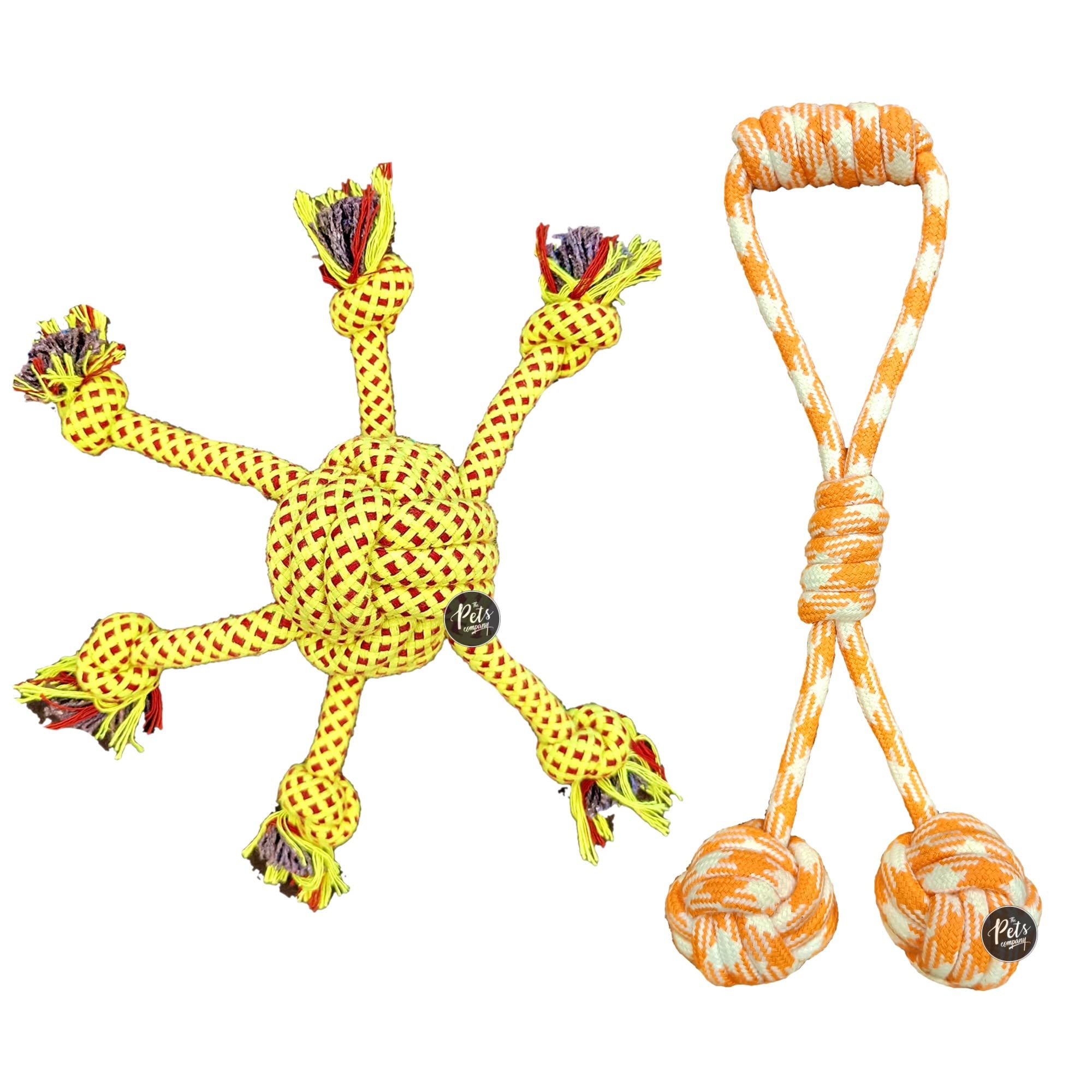 The Pets Company Dog Rope Toy for Aggressive Chewers, Dental Cleaning (Tug with 2 Balls + Spider Ball 6 Legs) Dog Toy Combo of 2 for Medium & Large Dogs (B0BQGPWSQ5) Amazon Price History, Amazon Price Tracker