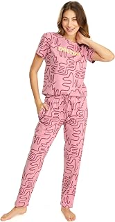 LOTIK Women's Cotton Geometric Print Loungewear Top & Payjama Set Price In India