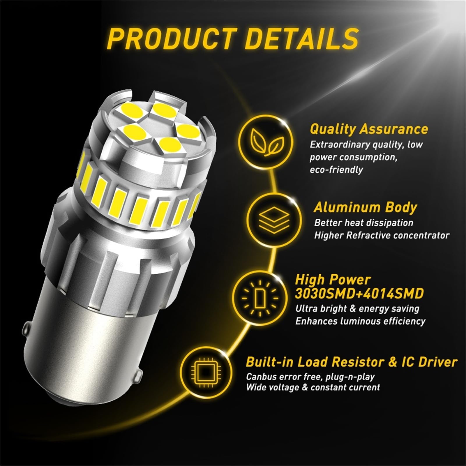 2 uds Canbus 1156 BA15S LED P21W 1157 BAY15D P21/5W W21/5W T20 7443 7440 3156 3157 luces LED traseras de estacionamiento marcha atrás(BAY15D 1157 P21 5W)