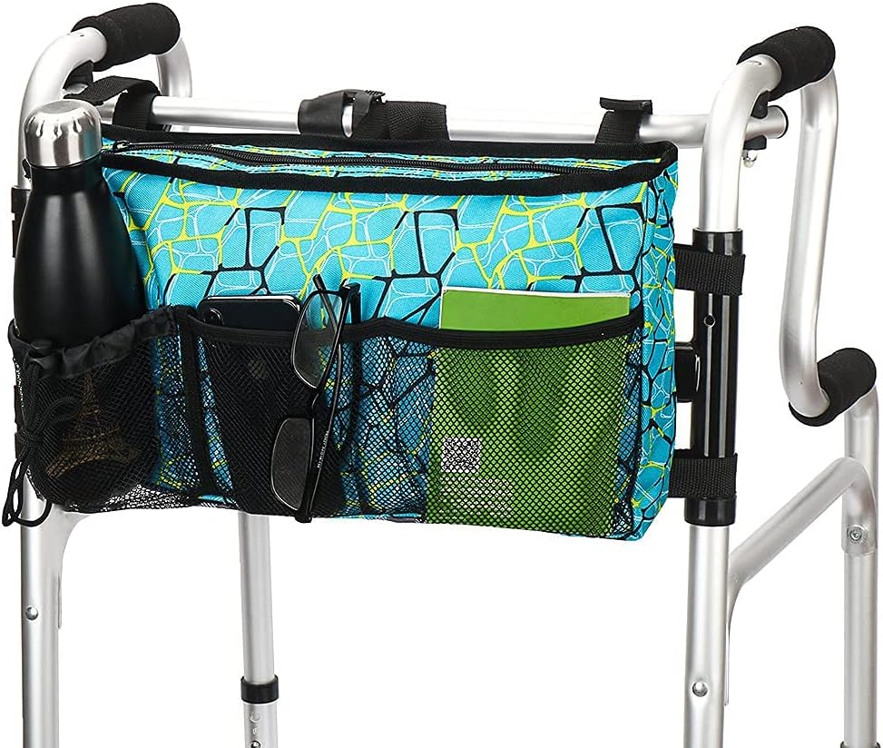 Side Walker Bag with Cup Holder + Water Resistant Pouch Basket Tote Walker Organizer with 6 Pockets : Health & Household