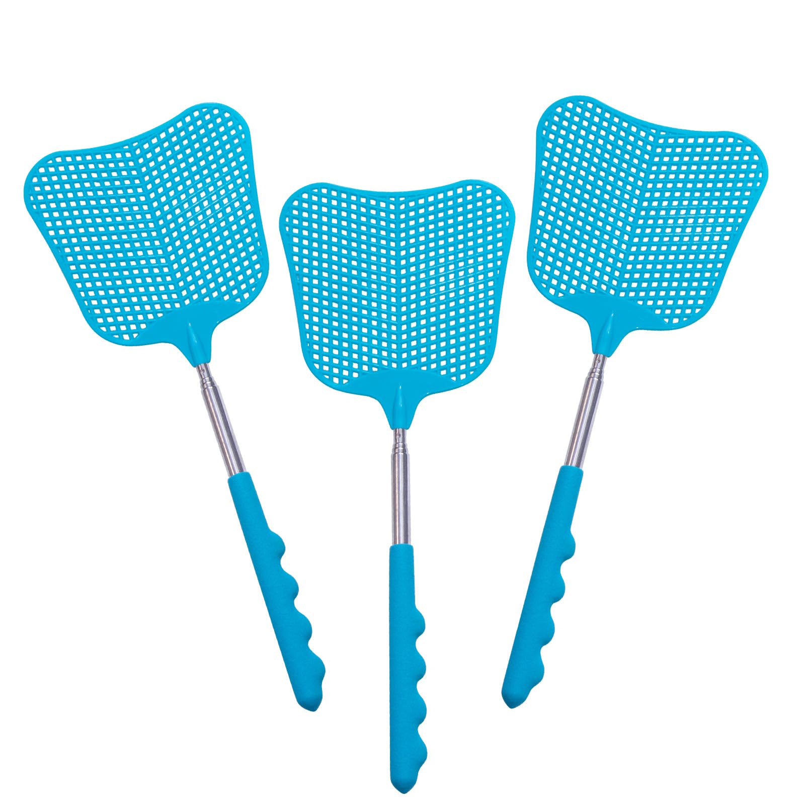 Wapodeai 3 pcs Fly Swatter, Fly Swatters Plastic Telescopic, Large Bug Swatter That Work for Indoor and Outdoor. (3 Blue)-picture-14