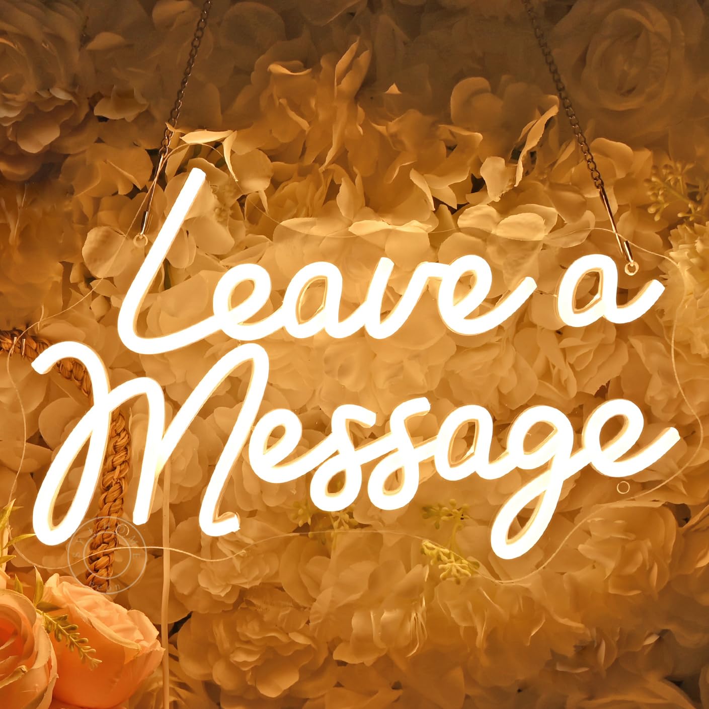 SYLHOME LED-Neonlichtschild mit Aufschrift "Leave A Message", Gästebuch, Business, Schreibtisch, Tisch, Hochzeit, Empfang, Willkommens-Wanddekoration, Schild mit Halterung, USB, 35 x 24 cm
