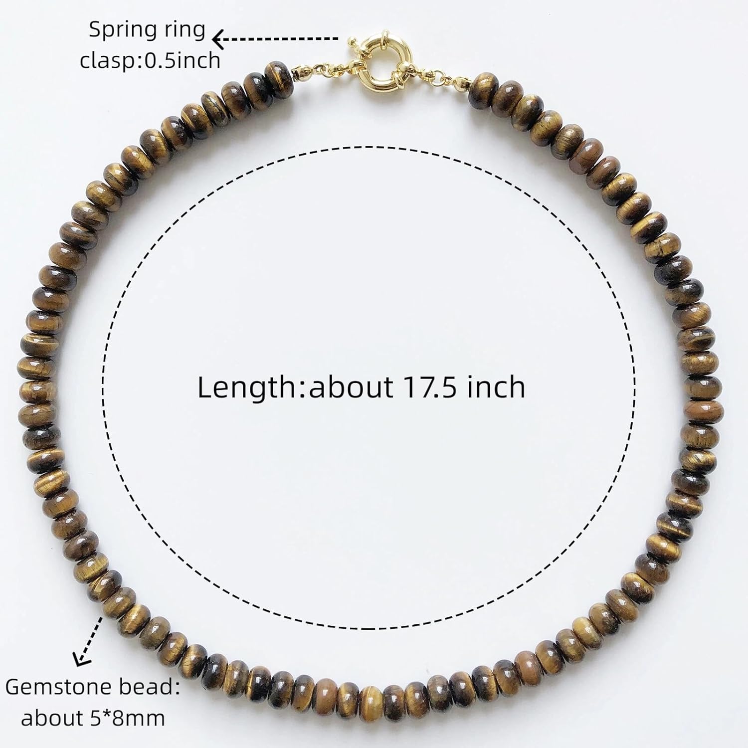 Beaded Gemstone Necklace for Women, Pure Color Boho Bead Choker Natural Stone Surfer Beach Rainbow Beads 18K Gold Plated DIY Handmade Jewelry Charm Trendy Birthday Gifts - Image 2