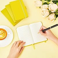 Vista 6 de Laumoi Cuadernos pequeños tamaño A6, diarios de bolsillo de 3.5 x 5.5 pulgadas, cuaderno pequeño de cuero, mini diario rayado a rayas con banda