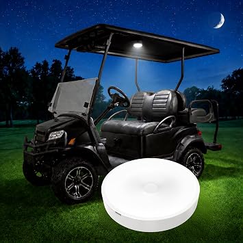 Universal Golf Cart Roof Stick On Anywhere One Touch LED Light fits Club Car, Onward, Precedent, EZGO, Yamaha, and Garia carts, USB Rechargeable Puck Designed for Golf cart use, Great Golf Gifts