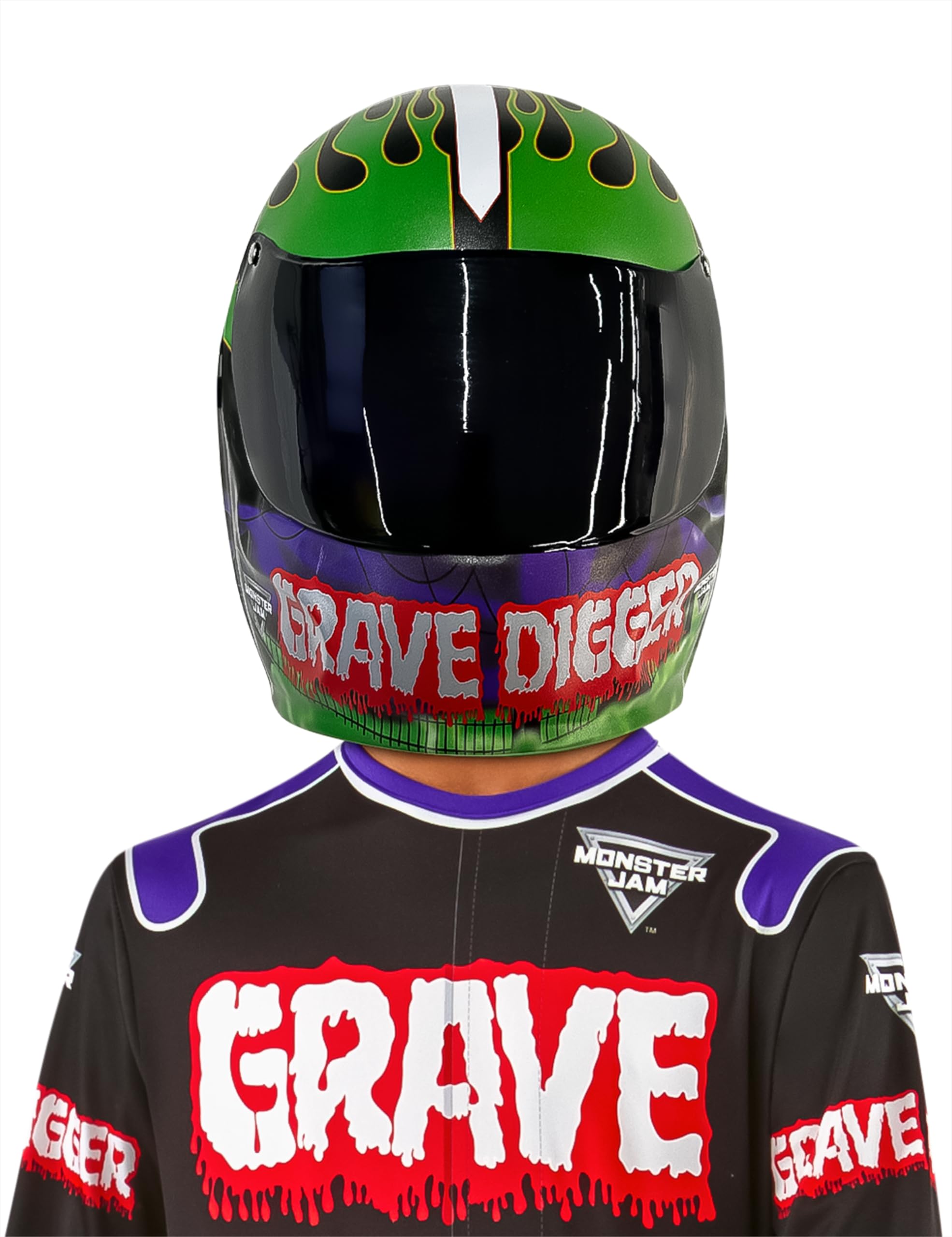 Rubies Monster Jam Grave Digger Plastic Half-Mask for Kids Boys, One Size for Themed Parties and Halloween