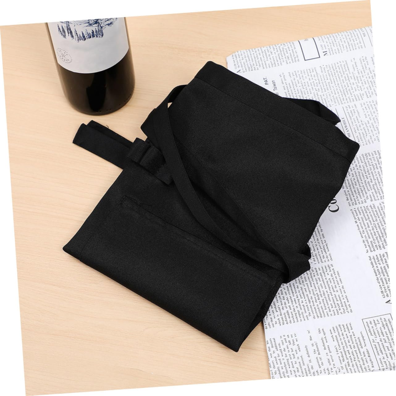 LIFKOME 5 pezzi Grembiuli da Cameriere Mezzo Corto Neri con Tasche Design Unisex con Fascia Lunga in Vita Comfort e Libertà di per Staff Ristoranti Caffè e Milk Tea Shop