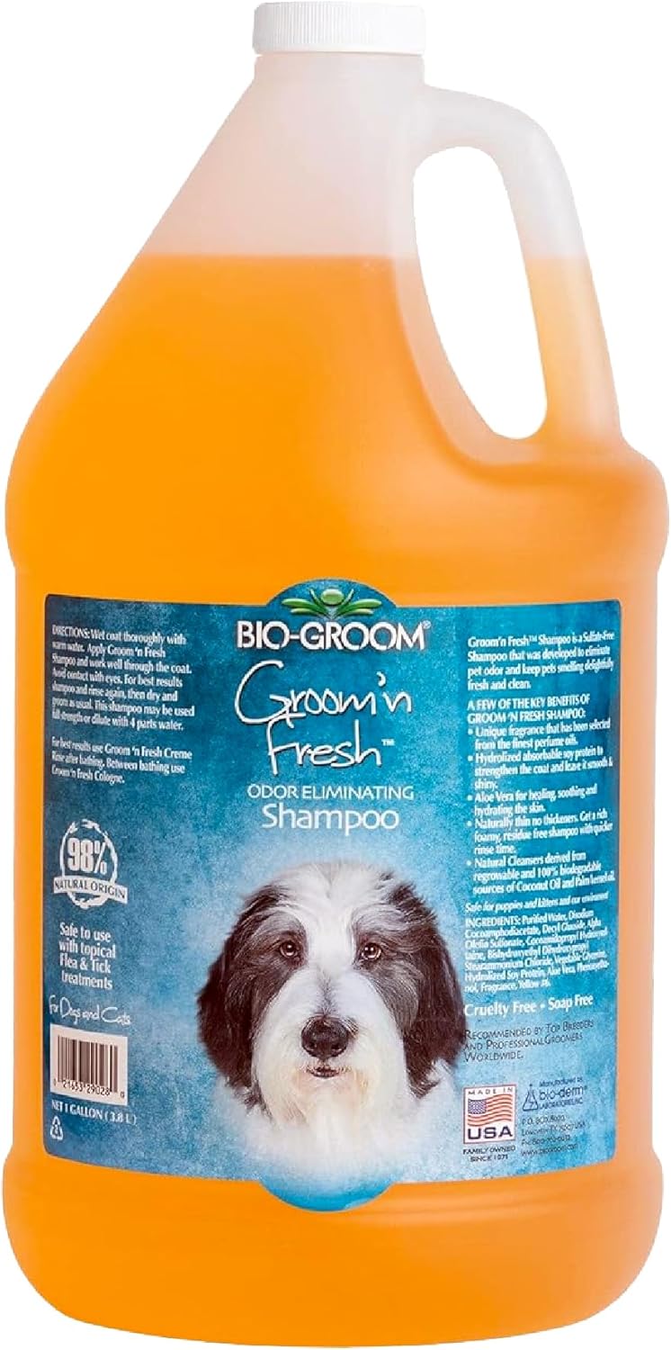 Bio-Groom Groom'n Fresh Dog Shampoo - Odor Eliminating, Dog Bathing Supplies, Puppy Wash, Cat Grooming Supplies, Cruelty-Free, Product Made in USA - 1 Gallon