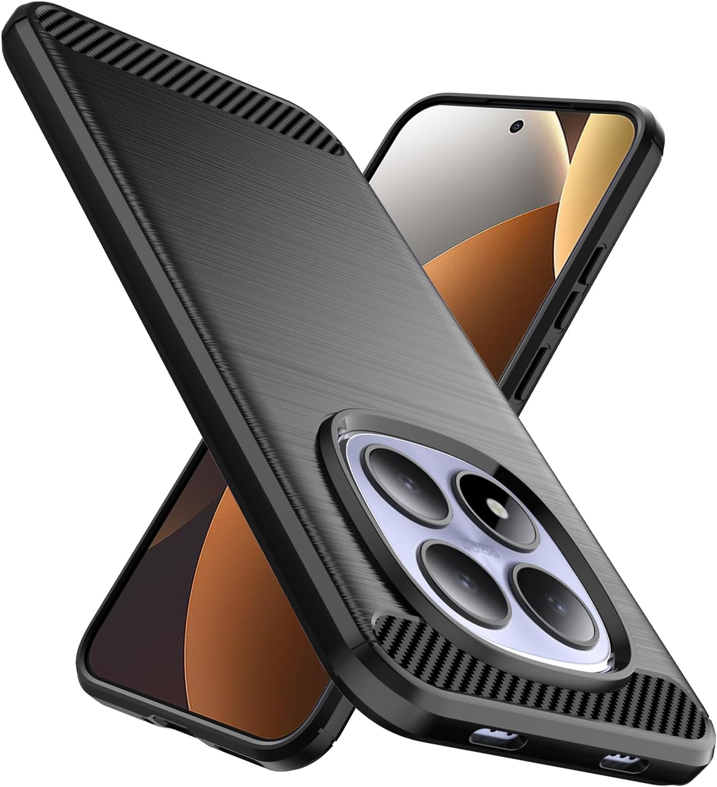 Designed for Xiaomi Redmi Note 15 Pro 5G Case,Flexible TPU [Brushed Texture] [Anti-Slip] Shockproof Military Protection Bumper Phone Case,Slim Case Cover for Redmi Note 15 Pro 5G,Black