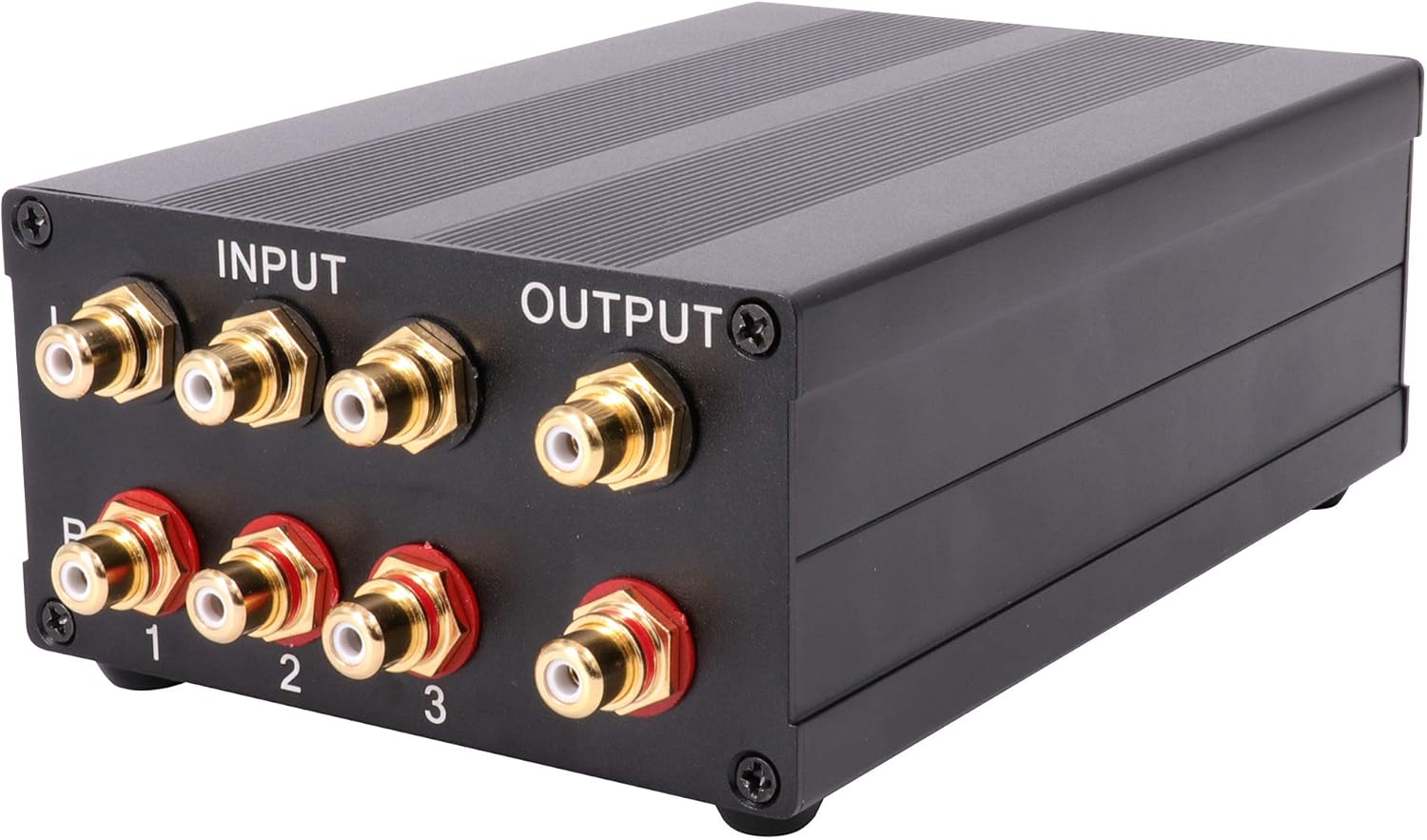 3 in 1 Output RCA Switch Box 3:1 Stereo Audio Signal Sources Selector Splitter Box Switcher Hand Made (Black)