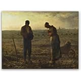Jean-Francois Millet Poster - Angelus Canvas Print - Fine Art Print - Famous Oil Painting Reproduction - for Modern Classroom Kitchen Bedroom Aesthetic Decor Unframed(18×24in/45×60cm)