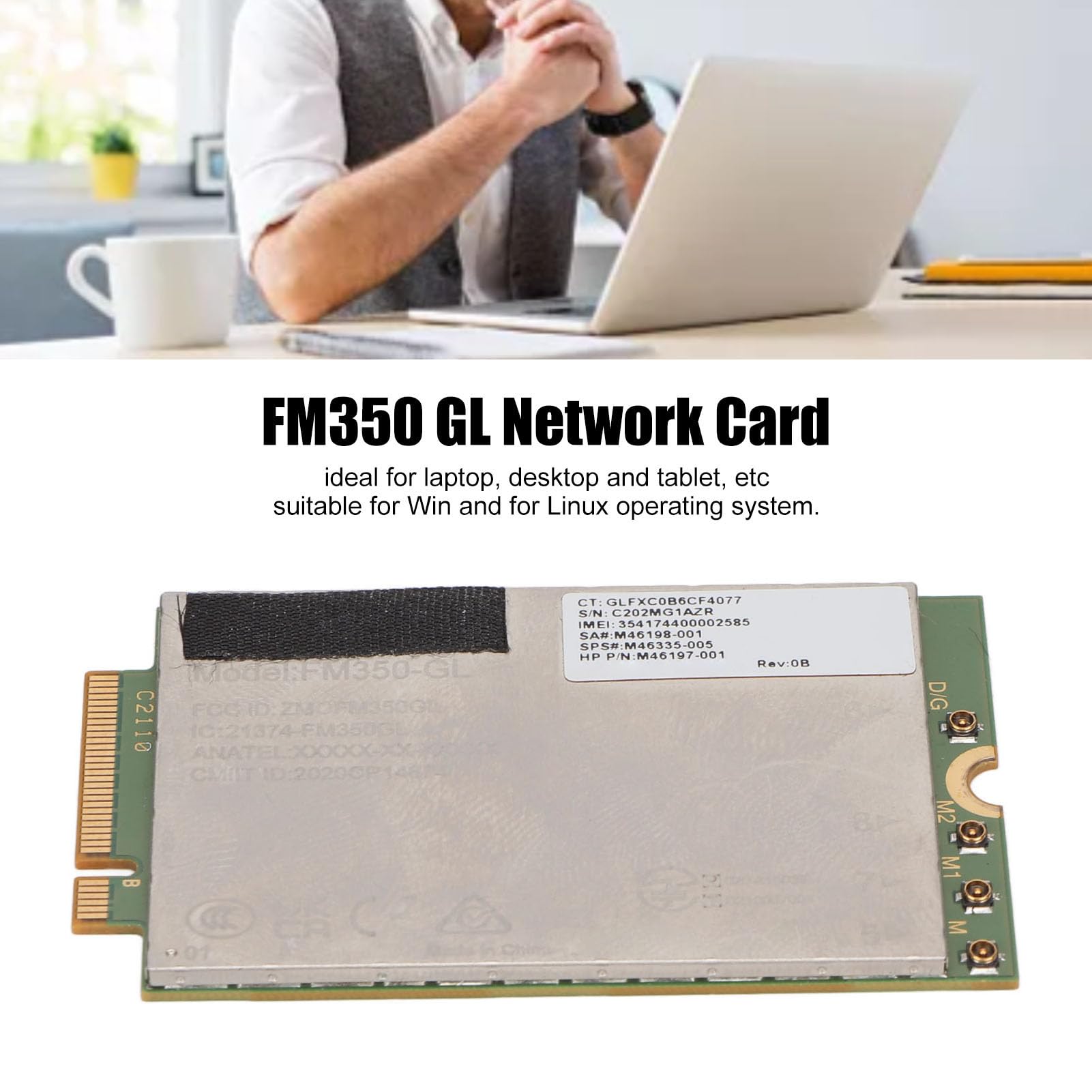 Karta Sieciowa LTE 4,67 Gb/s Łącze w dół 1,25 Gb/s Łącze w górę 5G WiFi, Plug and Play, Nadaje się do Laptopa Tablet Stacjonarny, Win Linux Obsługiwany, Globalny Zasięg Sieci