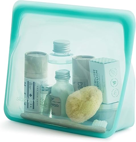 Miniatura 2 de Stasher Bolsa de almacenamiento reutilizable de silicona, de pie medio (aguamarina) y de silicona reutilizable, sándwich (aguamarina)