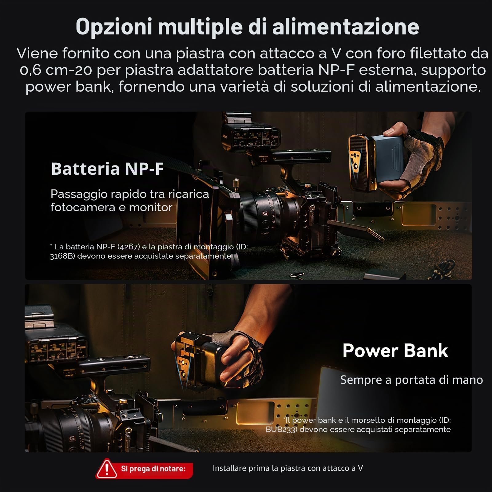 SMALLRIG V-Mount Battery Plate, con Doppia Piastra a Sgancio Rapido per Arca-Swiss, Piastra per Batteria V-Mount Compatta e Pieghevole a Forma di L per Fotocamera DSLR, Gimbal e Treppiedi - 4064B