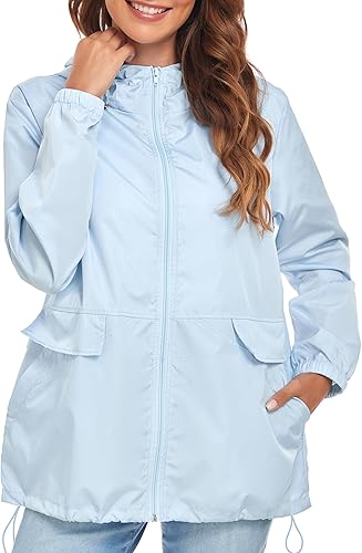 Miniatura 4 de Chubasquero ligero para mujer, impermeable, plegable, para exteriores, resistente al viento, chaqueta de lluvia activa S-XXL