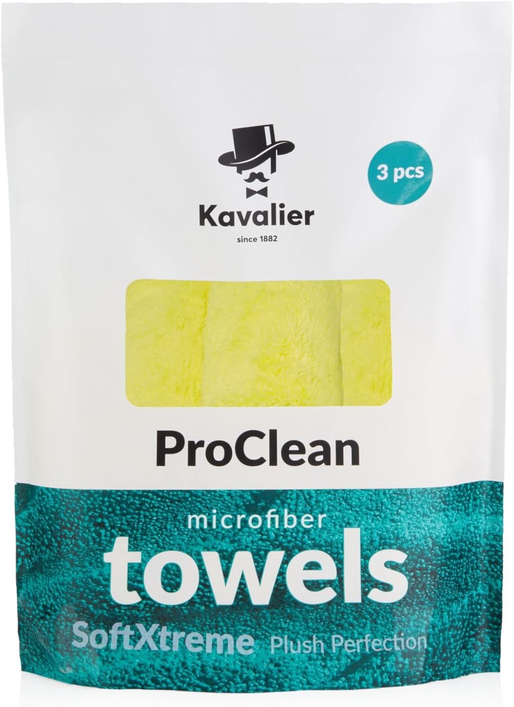 Kavalier Microfiber Towel Set ProClean Plush Perfection Soft, High Absorbency Cleaning Fiber - 350 GSM - Multi-Use Cleaning Cloths for Home & Automotive Care - 3 Units Pack - Yellow