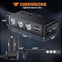 Vista 36 de Nilight Panel de enchufe de cargador de encendido y apagado 4 en 1, cargador USB dual, toma de corriente, voltímetro LED, encendedor de cigarrillos