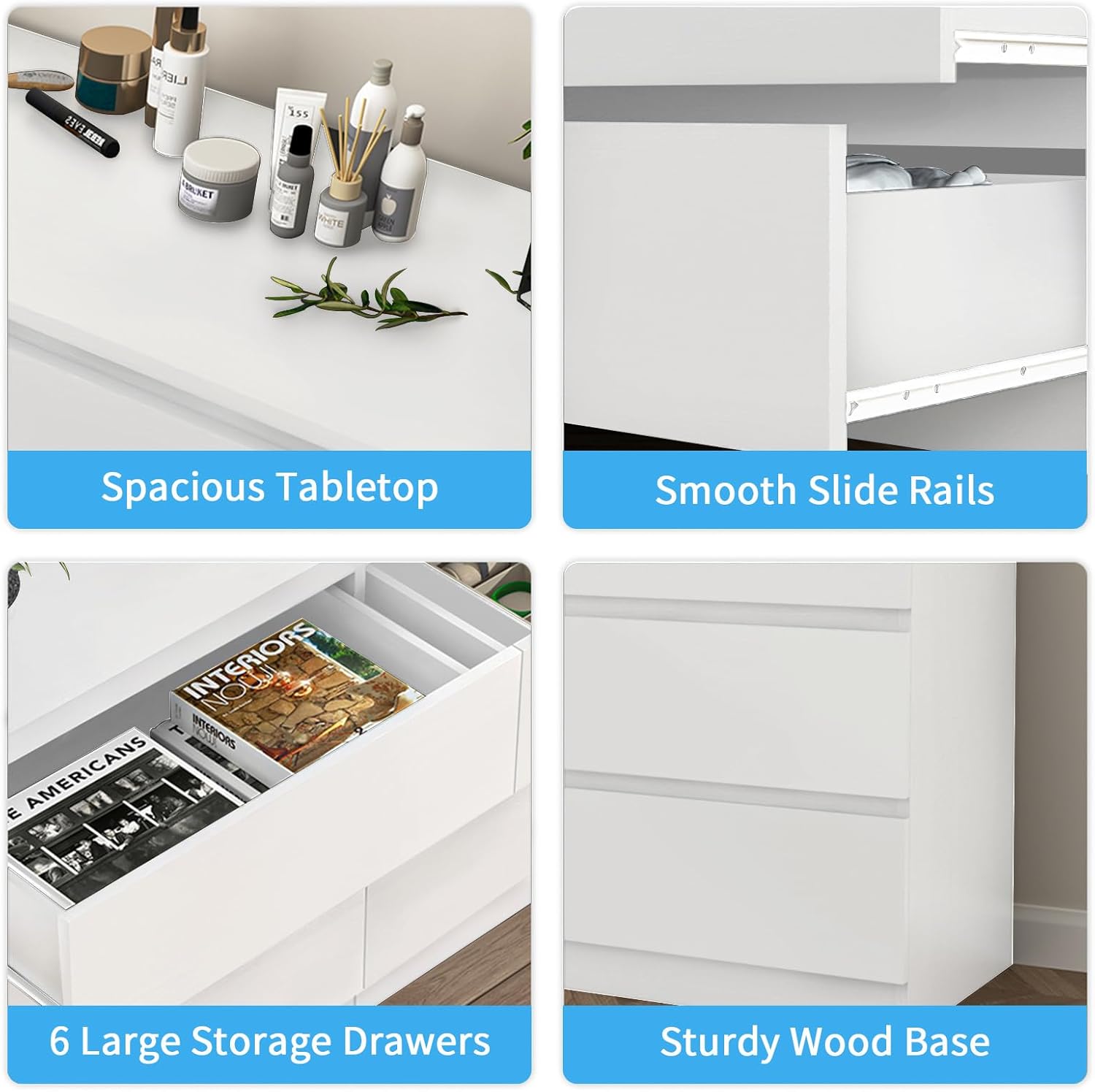 White Nursery Dresser with Soft Close Drawers