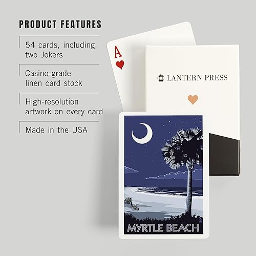 Miniatura 3 de Lantern Press Myrtle Beach, Carolina del Sur, Palmetto Moon (52 cartas de juego, baraja de cartas de tamaño póquer con comodines)