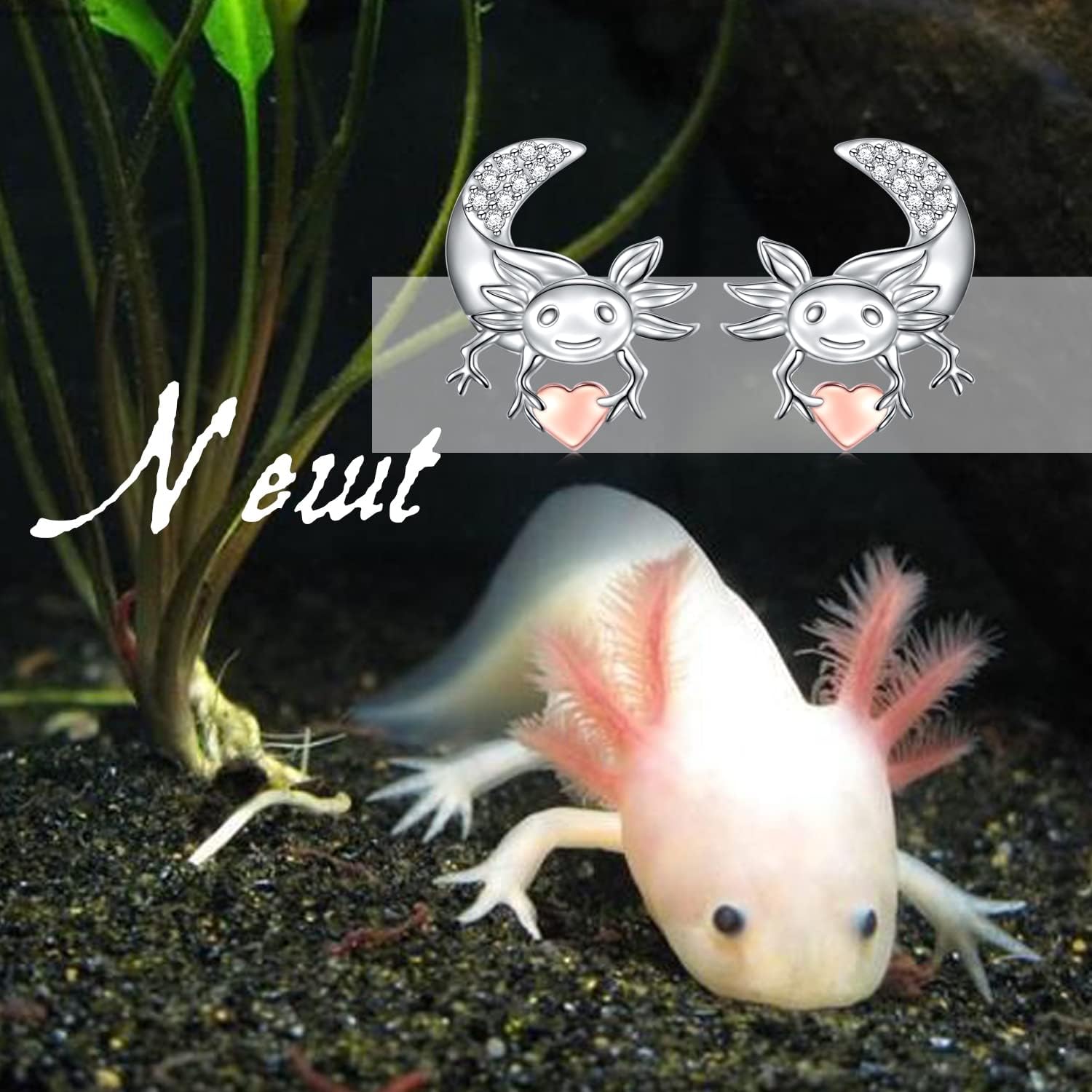 Axolotl Earrings/Ring for Women 925 Sterling Silver Hypoallergenic Axolotl Stud/Hoop Earrings Birthstone Cute Animal Jewelry Gift for Women - Image 5