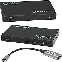 Vista 1 de Plugable Concentrador Thunderbolt 4 Carga de laptop de 60W 3 puertos Thunderbolt 4 Pantallas dobles 4K/pantalla única 8K Compatibilidad