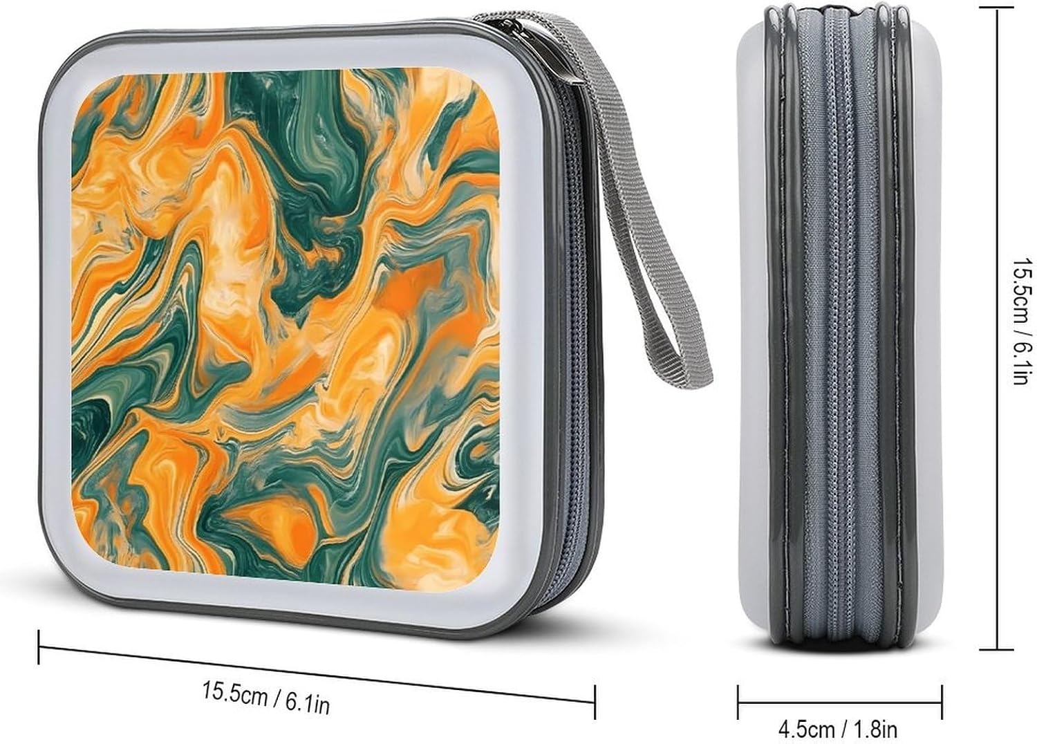 Tie-Dye Orange Green Marbled Protective CD Case Storage Rack 40 Capacity DVD Holder Organizer Car Travel
