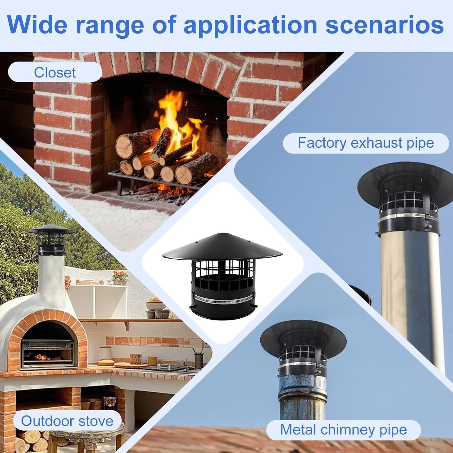 6 Inch Round Chimney Cap 304 Steel Cone Top for Wood Stoves