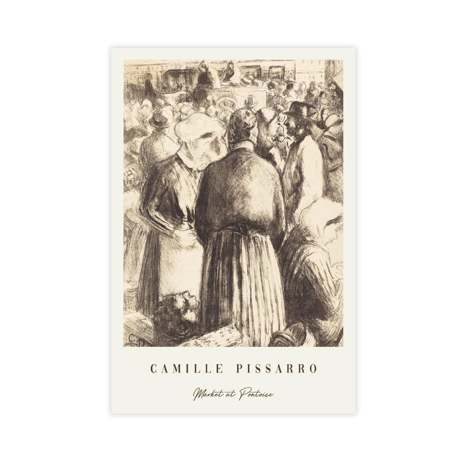 HEYANM Camille Pissarro Art Print - Market at Pontoise Canvas Poster Wall Art Paintings for Living Room Bedroom Decoration Unframe 20x30inch