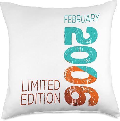 Birth February Retro Vintage 2006 Limited Edition February Year Retro Vintage 2006 Edition Throw Pillow, 18x18, Multicolor Birth February Retro Vintage 2006 Limited Edition February Year Retro Vintage 2006 Edition Throw Pillow, 18x18, Multicolor
