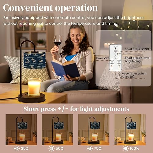 Miniatura 50 de Lámpara calentadora de velas con temporizador y atenuador, retro de los años 70, líneas onduladas abstractas psicodélicas, rosa, naranja, beige,