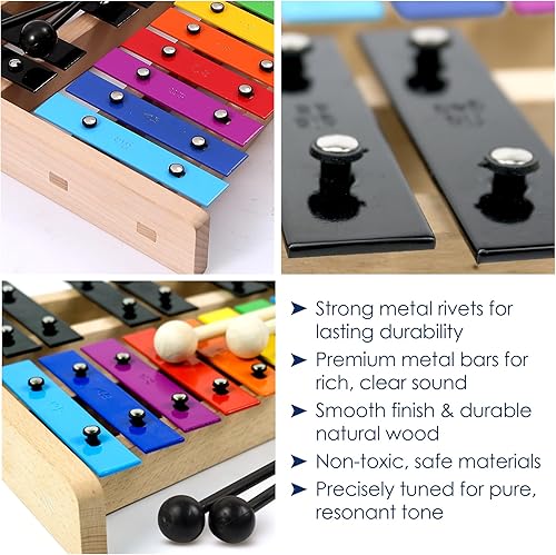 Miniatura 14 de MINIARTIS Glockenspiel Xilófono Xilófono Glockenspiel de tamaño completo con 27 teclas de metal para adultos y niños Instrumento musical