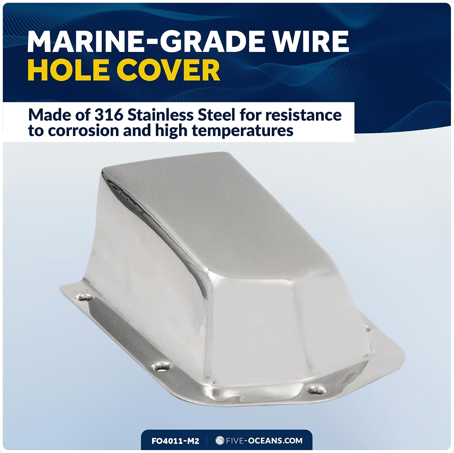 Five Oceans 316 Stainless Steel Marine Clamshell Vent Cover, Base 6-Inch L x 4-1/2-Inch W