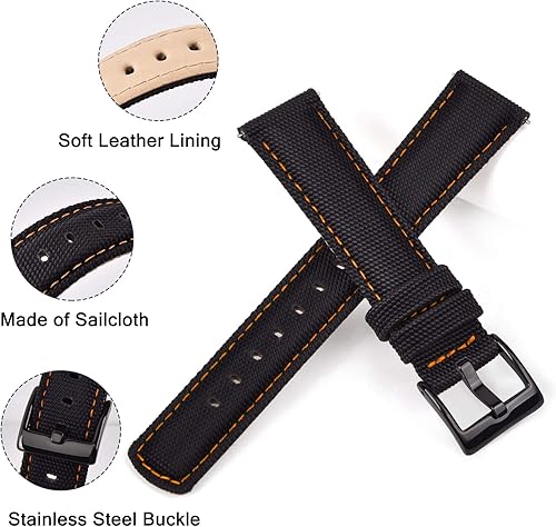 Miniatura 4 de Ritche - Banda de reloj de tela de vela de liberación rápida, compatible con bandas de reloj Timex Seiko Fossil Citizen para hombres y mujeres