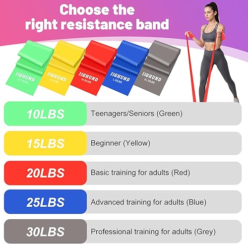 Miniatura 4 de 5 Pcs Resistance Bands, Professional Exercise Bands Elastic Stretch Bands for Fitness Yoga Pilates Stretching Strength Training, Workout Bands for