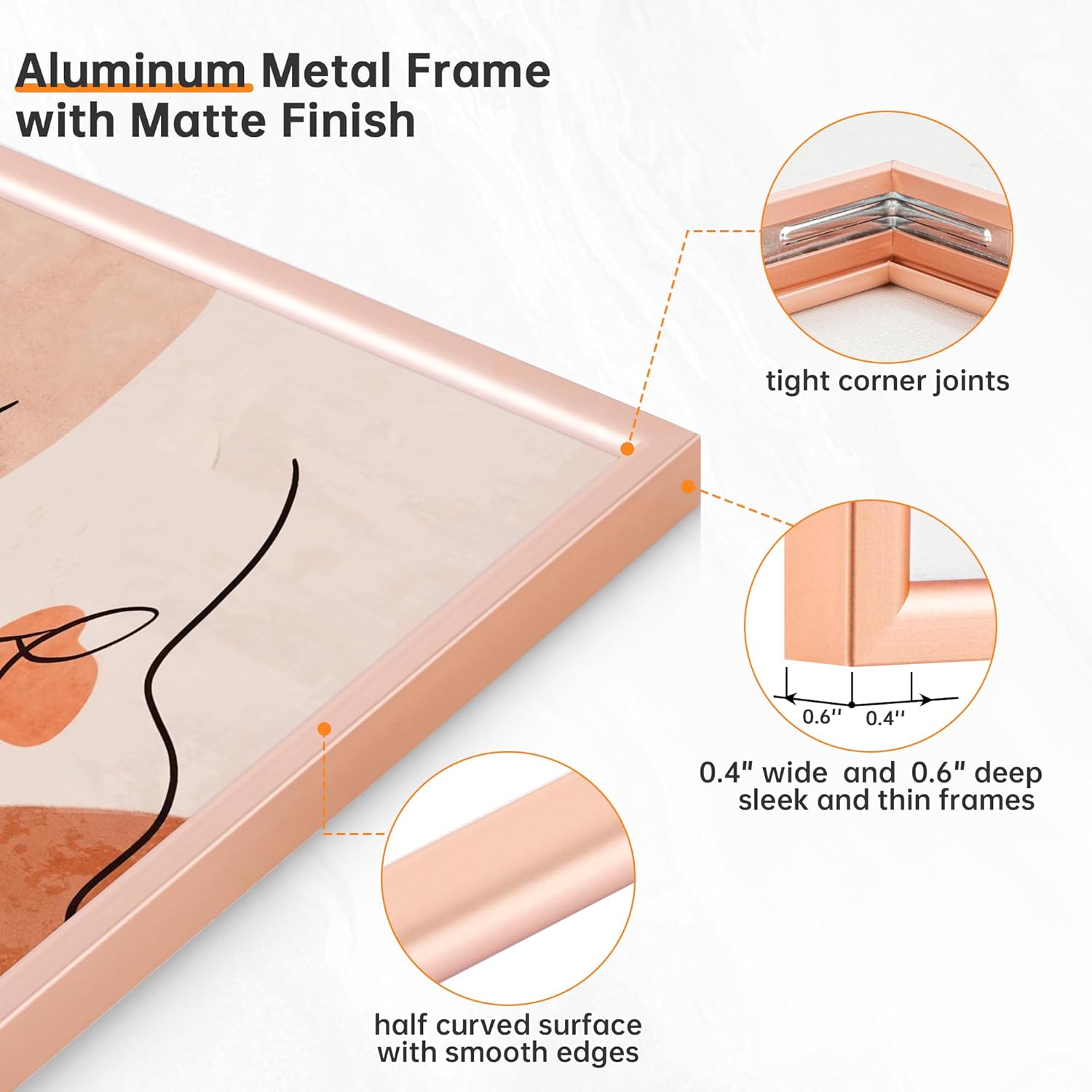 Axeman 24x36 Picture Frame - 24 x 36 Metal Picture Frames with Plexiglass - 24x36 Poster Frame Matted to 20x30 - Wall Display Horizontally or Vertically - Rose Gold Set of 1